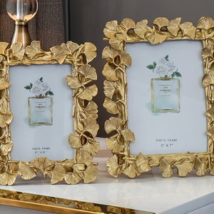 Gold Photo Frame With Leaves Pattern | Picture Frame| Photograph Frame| Home Decoration | Wedding Decorations| House Warming Gifts