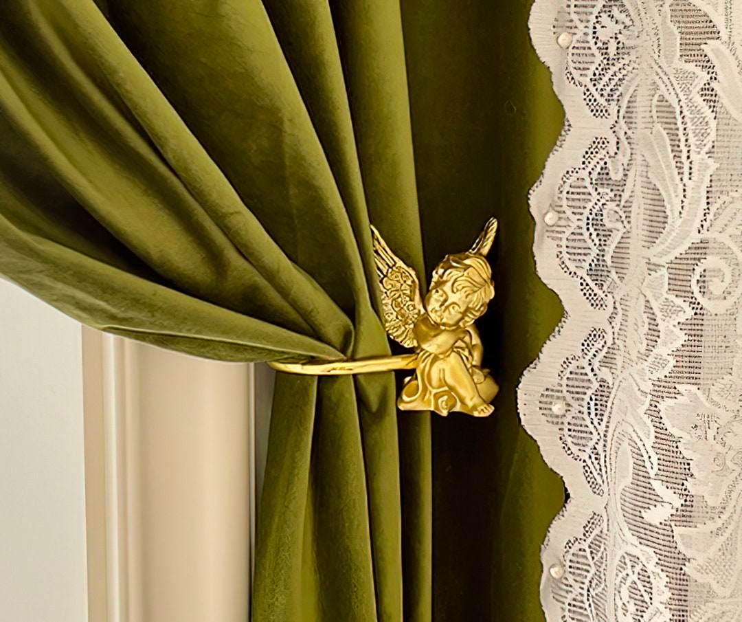 A Set of Gold Curtain Tieback Hook Angel Curtain Holdback Etsy