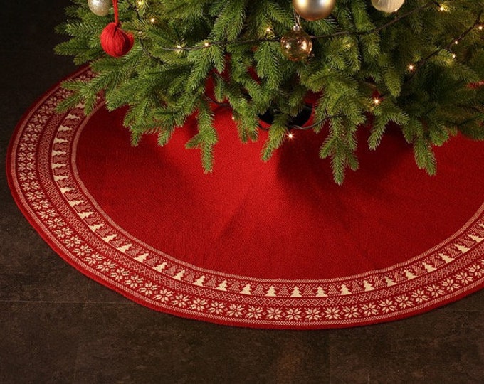 Luxury Knitted Christmas Tree Skirt Red Christmas Christmas Tree Skirt