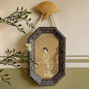 Hard Wood Japanese Style Photo Frame with Painting | Photograph Frame | Home Decor | House Warming | Vintage Style Wall Art | Wall Decor