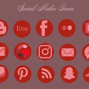 23 Red Pink Social Media Icons | Website Social Media Icon | Social Media Icons