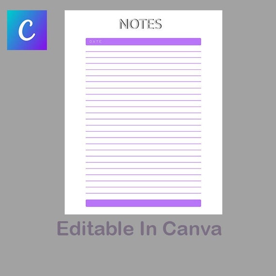 Notes Page Printable Printable Notes Page No'tes Pad - Etsy
