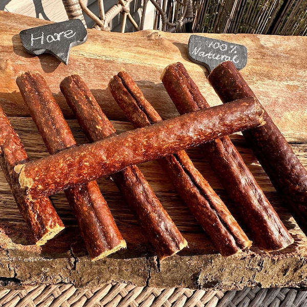 Rabbit Chews for Dogs, Hare Sausage, Single Ingredient Natural Dog Treats