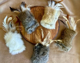 Cat Kicker Toy with Rabbit Fur Feathers and Wool