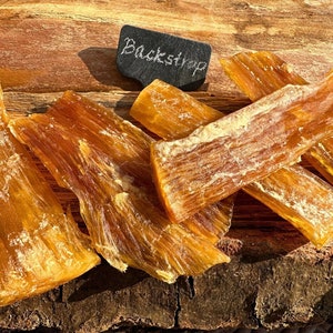Hard Jerky Dog Chews, Natural Backstrap Tendon Strips , Single Ingredient Treats