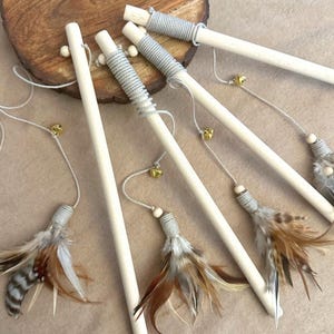 Cat Wand Toy with Natural Feather