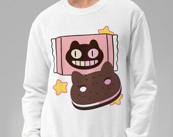 Ice Cream Cookie Sandwich Cat Sweatshirt | Perfect Gift for Cartoon Fans