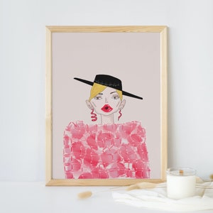 Digital art print, woman illustration, poster decoration, woman print, woman fashion painting, wall art drawing,