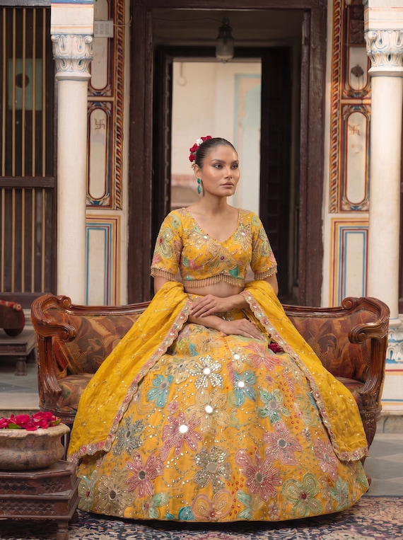 Buy Haldi Ceremony Special Bridal Lehenga, Bridesmaid Dress, Designer Wedding Lehenga Choli for Women Online in India
