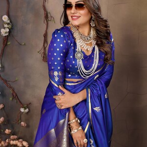 Trendy Royal Blue Indian Ethnic Wear Saree For Women - Perfect For Diwali, Weddings And More