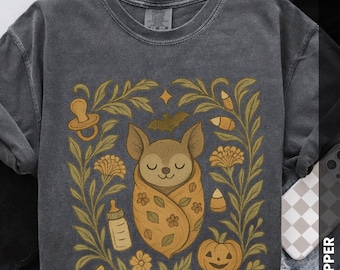 Camiseta de murciélago de Halloween para bebé: camiseta con estampado de envoltorio espeluznante y adorable, colores cómodos