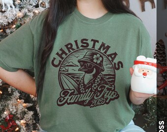 Camiseta de viaje familiar navideño, camiseta de vacaciones, top de viaje festivo, camisetas navideñas familiares a juego, camiseta con gráfico navideño 2025