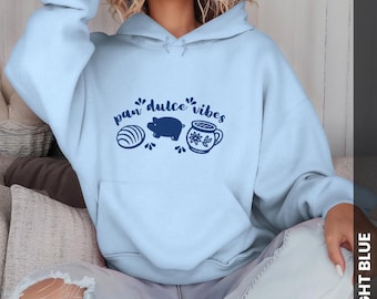 Sudadera con capucha "Pan Dulce Vibes", sudadera con pan dulce mexicano, sudadera acogedora "Cafecito", sudadera con capucha "Concha", sudadera latina, sudadera con capucha "Gastronomía"