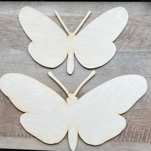 Two Etched Butterflies Wood Cutouts, DIY unfinished stencil/transfer woodcut pieces