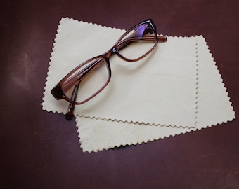 Paquet de 2 chiffons de nettoyage pour lunettes, cuir véritable chiffon à lunettes classique en peau de chamois | fabrication allemande