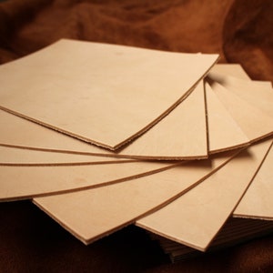 Vegetable tanned leather, thick leather in many sizes - natural leather cut, leather piece in approx. 3.3 mm thickness