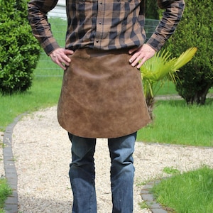 Leather apron: tapper apron, apron, waiter apron short made of genuine leather - antique leather - optionally with pocket - apron with character