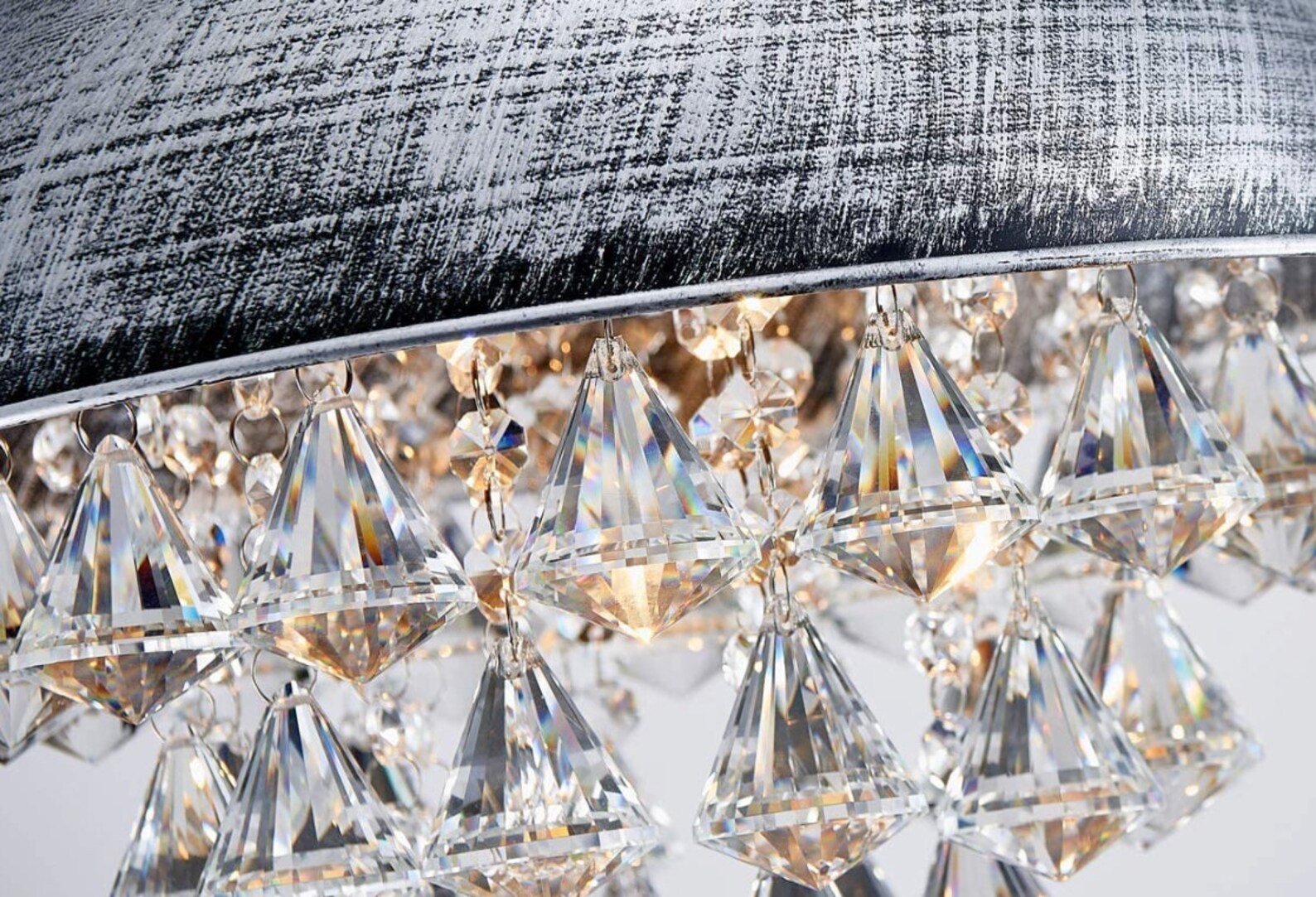 Industrial Crystal Pendant Light Metal Shade With Crystal Etsy