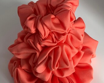 Monica Scrunchie / Coral Shimmer Scrunchie / Curly Hair Care Routine / Orange Scrunchie / Pink Scrunchie / Chouchou / Handmade