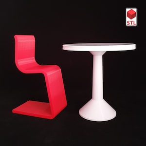 Doll Toy Table and Chair STL File for 3D Printing, Digital Download