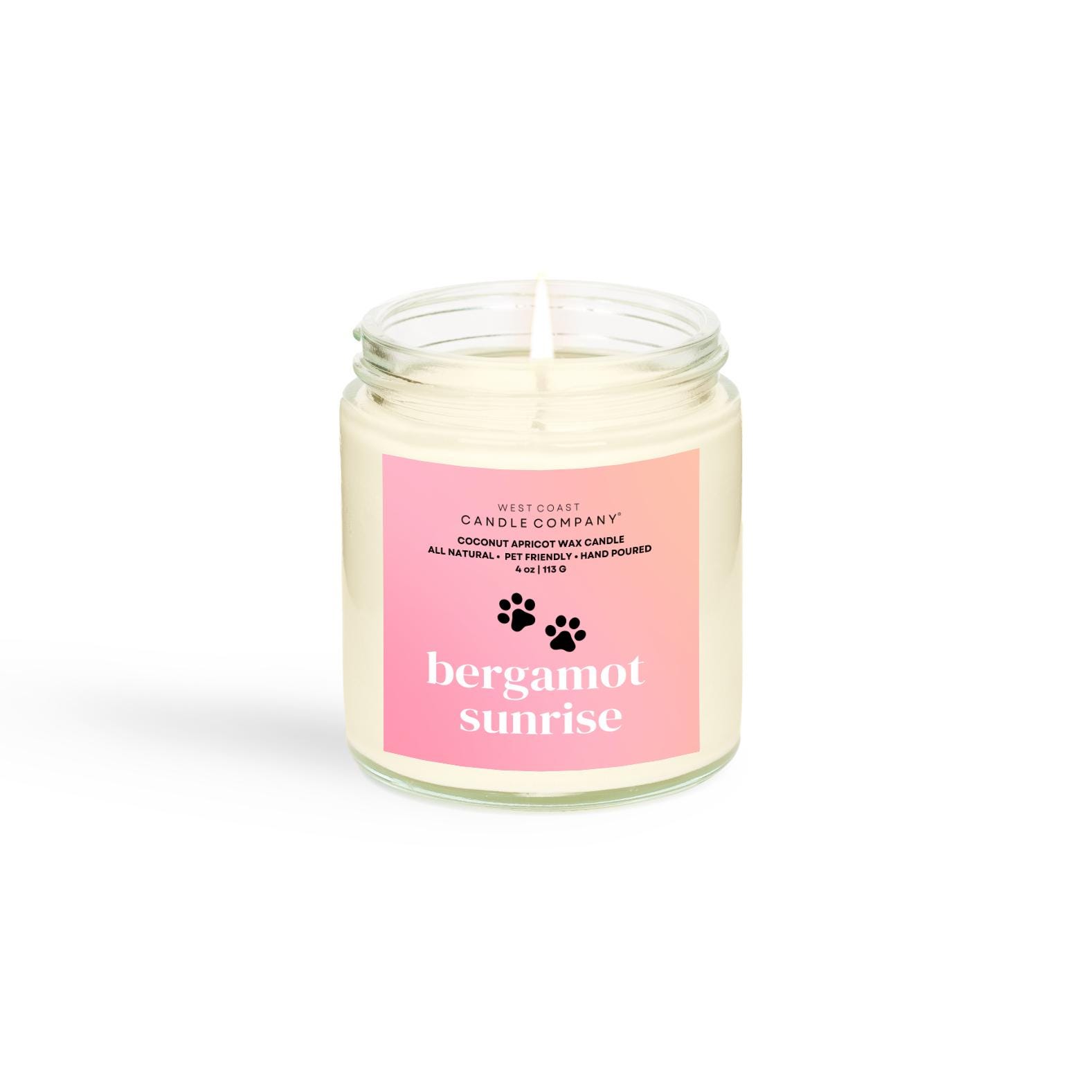 Bergamot Sunrise | Pet Safe Candle | Coconut Apricot Wax | Soy Free | Non-Toxic Candle | Pet Odor Eliminator | Veterinarian Approved | 4 oz