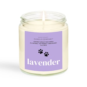 Lavender | Pet Safe Candle | Coconut Apricot Wax | Soy Free | Non-Toxic Candle | Pet Odor Eliminator | Veterinarian Approved | 9 oz