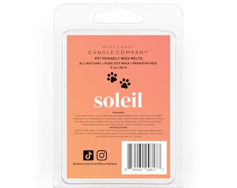 Soleil | Pet Safe Wax Melts | Dog Mom Gift | Pet Friendly Wax Melts | Non-Toxic Soy | Long Lasting Clean Scent