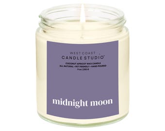 Midnight Moon Pet Friendly Candle, Non Toxic Candle, Dog Safe Home Fragrance, Coconut Apricot Wax Candle, Gift for Dog Lover, 9 oz