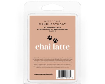 Chai Latte Pet Friendly Wax Melts, Non Toxic Soy Wax Melts, Dog Safe Home Scent, Paraffin Free Cubes, Beach Fragrance