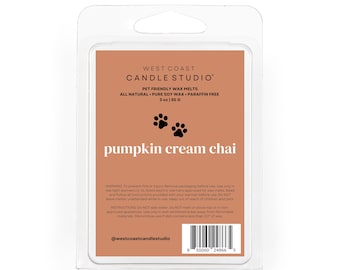 Pumpkin Cream Chai Pet Friendly Wax Melts, Non Toxic Soy Wax Melts, Dog Safe Home Scent, Paraffin Free Cubes, Beach Fragrance