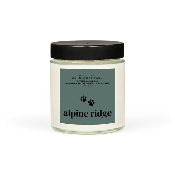 Pet Friendly Candle | Pet Safe Candle | Clean Burning Candle | Pet Odor Candle | Non Toxic Candle | Dog Mom Gift | 4 oz (Alpine Ridge)