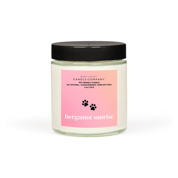 Pet Safe Candle | Pet Friendly Candle | Clean Burning Candle | Pet Odor Eliminating Candle | All Natural Candle | 4 oz (Bergamot Sunrise)