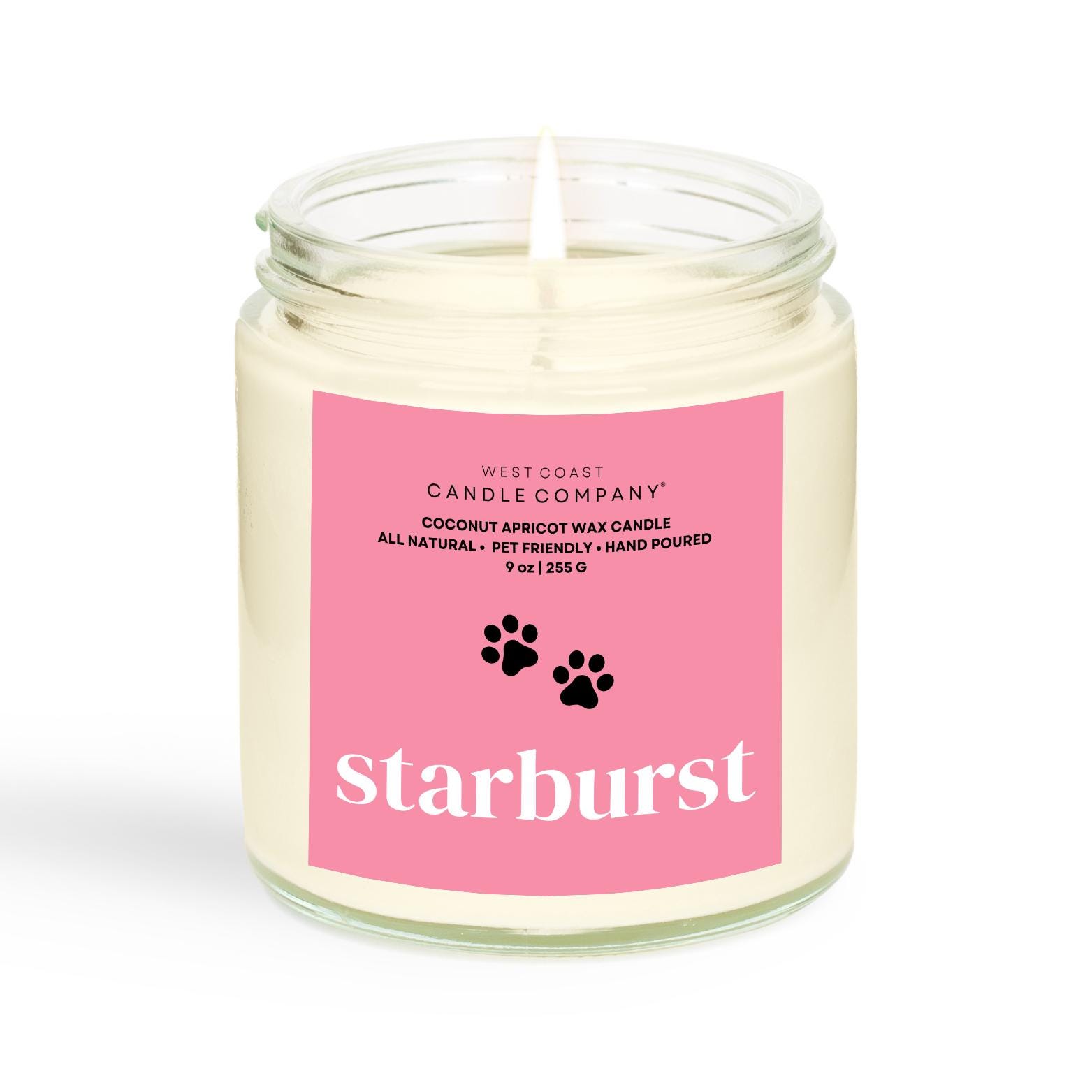 Starburst | Pet Safe Candle | Coconut Apricot Wax | Soy Free | Non-Toxic Candle | Pet Odor Eliminator | Veterinarian Approved | 9 oz