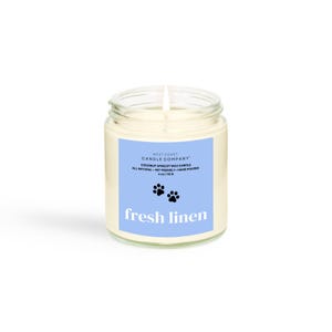 Fresh Linen | Pet Safe Candle | Coconut Apricot Wax | Soy Free | Non-Toxic Candle | Pet Odor Eliminator | Veterinarian Approved | 4 oz