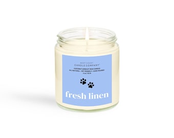Fresh Linen Pet Safe Candle: Non-Toxic Coconut Apricot Wax