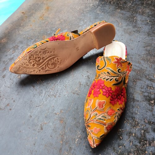 Handmade silk ikat slippers shops Women handcrafted shoes All numbers