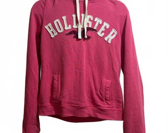 Moletom com capuz vintage rosa Hollister estilo anos 2000, tamanho médio.