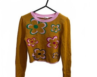 debiutancki sweter vintage xs floral fun short