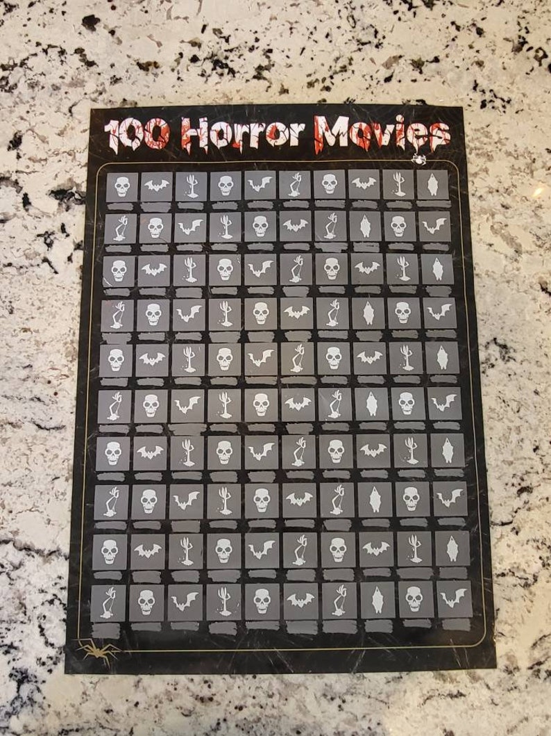 Horror Movie Scratch off Poster 100 Horror Movies Scary Etsy