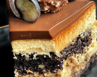 Kaffee-Schokoladen-Cheesecake mit Brownieboden | Cremig gebackener Käsekuchen Rezept PDF | Einfache Schritt-für-Schritt-Desserts