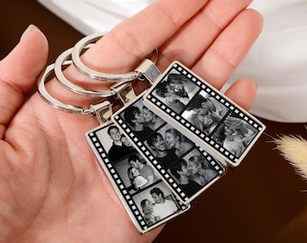 Custom Couple Film Photo Strip Keychain, Personalized Photo Booth Keyring, Anniversary for Him Her Boyfriend Girlfriend, Christmas Gift