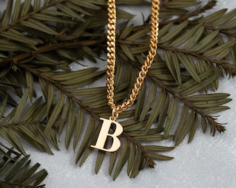 Personalized Letter Necklace for Her Him, Men Initial Necklace, Gold Cuban Chain Necklace For Men, Father's Day Gifts for Dad, Birthday Gift