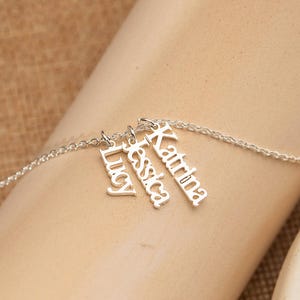 Gold Vertical Name Necklace, Custom Multi Name Necklace, Family Names Necklace, 925 Silver Name Jewelry, Gifts for Mom, Christmas Gifts