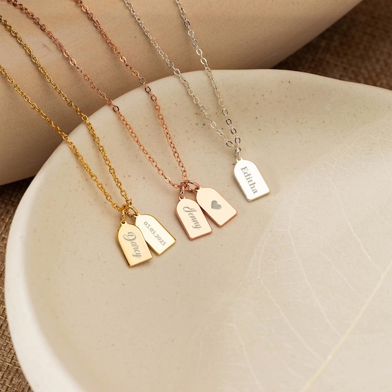 Personalized Bar Tag Name Necklace, Vertical Bars Initials