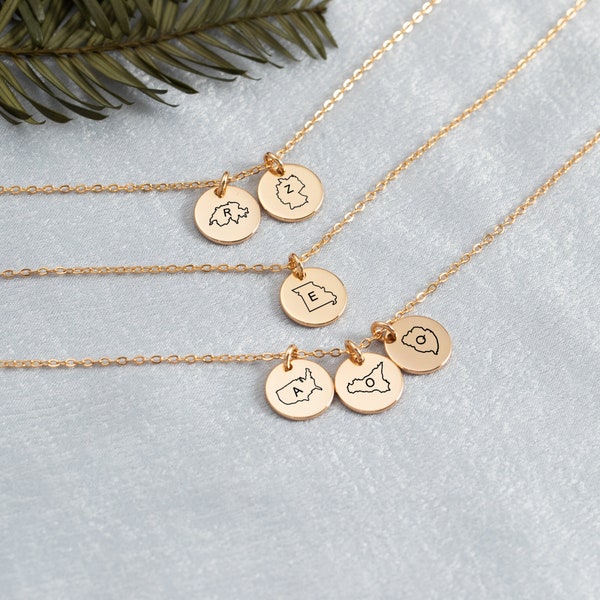 Personalized State Necklace - Long Distance Relationship Necklace - Home State Necklace - Custom Friendship jewelry Gift - Moving Away Gift