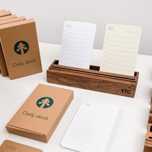 Holz Organizer für den Schreibtisch, To-Do Karten, Tagebuch, To-Do Liste Notizblock, Holz Organizer für Papierkarten, Geschenk für Sie