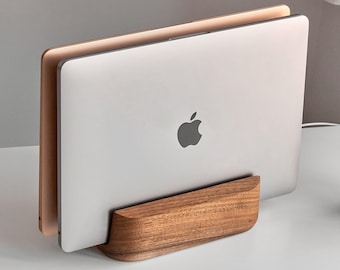 Vertical Wood Laptop Stand for Macbook , walnut or ash holder best home office Desk Organizer