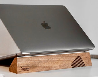 Laptop stand wood, laptop riser for desk