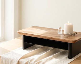 Table d'autel minimaliste, décoration d'espace sacré, support bas en bois pour cristaux, cadeau spirituel moderne pour la maison, étagère d'autel personnalisée pour méditation