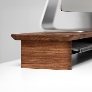 Monitor Stand with storage, Desk Monitor Riser, Wooden Monitor Shelf with optional tray, Walnut desk shelf